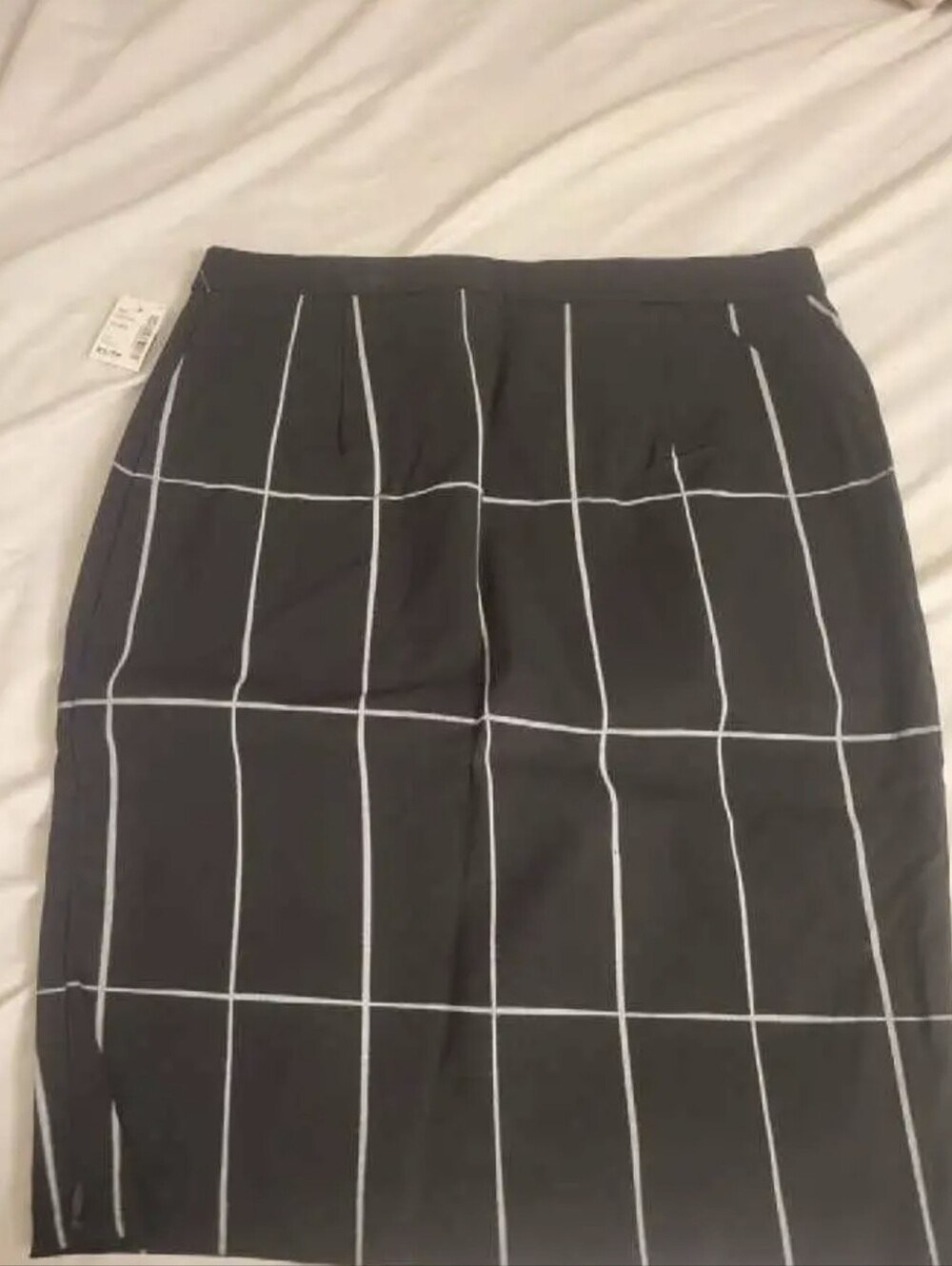 Classic Black Windowpane Pencil Skirt
